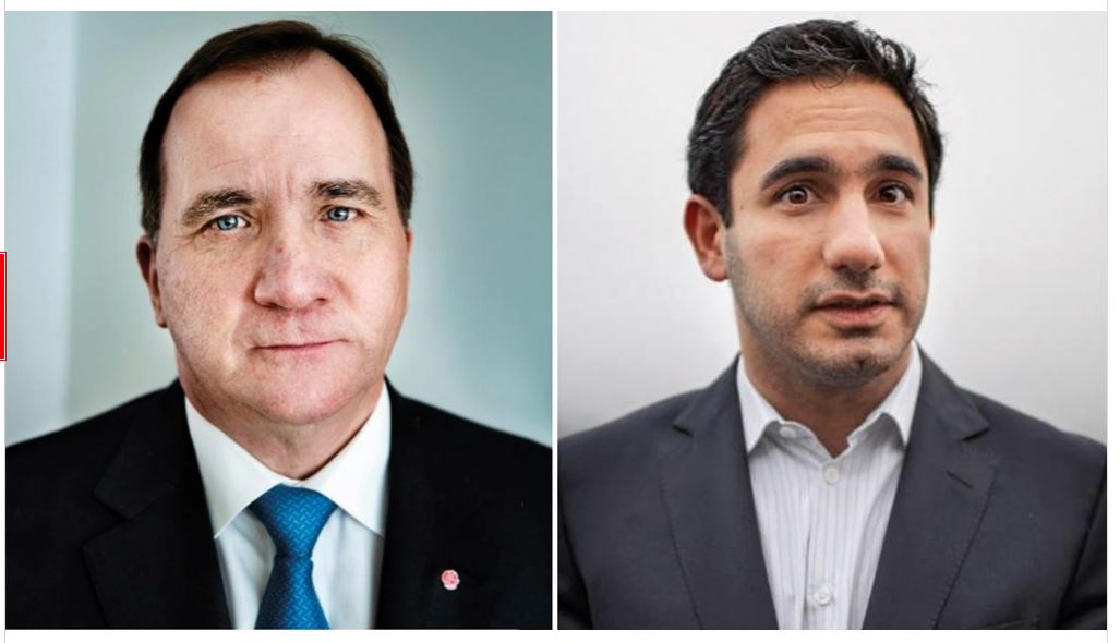 Sammangofning av 2 porträtt, till vänster Stefan Löfvén och till höger Ardalan Shekarabi