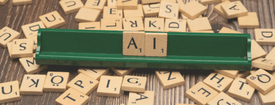 Alfapet bokstäver som formar ordet AI