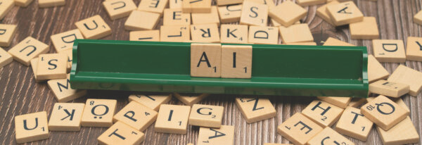 Alfapet bokstäver som formar ordet AI